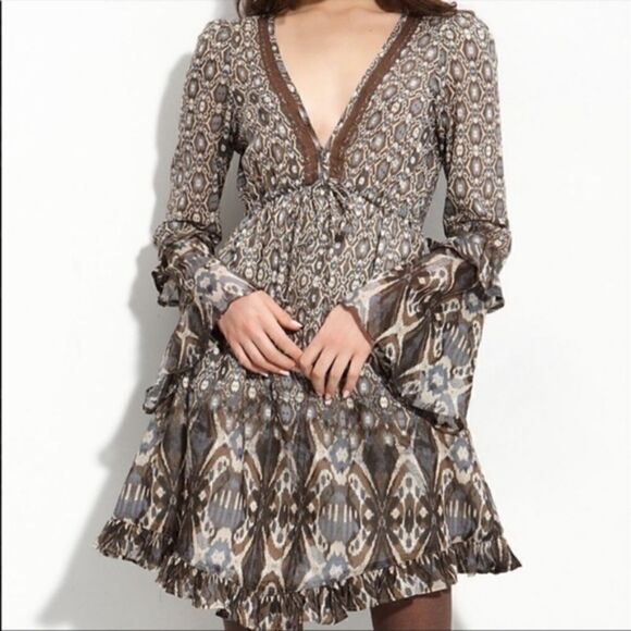 Sanctuary Silk Ikat Bell Sleeve Dress - Picture 2 of 8